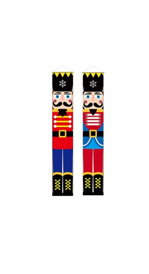  SET OF 2 OXFORD FABRIC BANNERS 30X180 CM WITH NUTCRACKER SOLDIERS