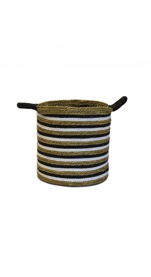 Cotton basket. Striped wicker Φ34Χ33