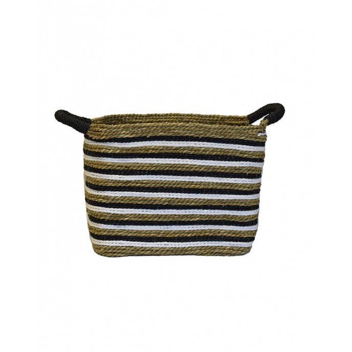 Cotton basket. Striped wicker rectangle 39Χ31Χ33 
