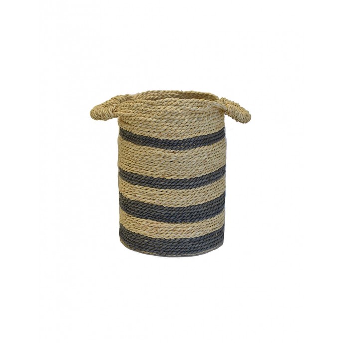 Ecru rope basket with gray stripe Φ27Χ36 Various
