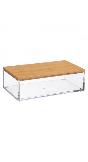 Plexiglass box with bamboo lid 16X5,1X9,6