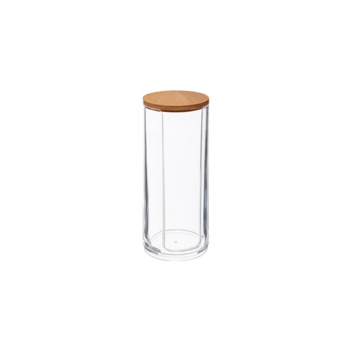 Κουτί plexiglass με καπάκι bamboo για βαμβάκι 7Χ17,8 Μπάνιο