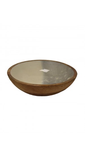 Wooden bowl.decor enamel gray Φ22,5Χ7,5